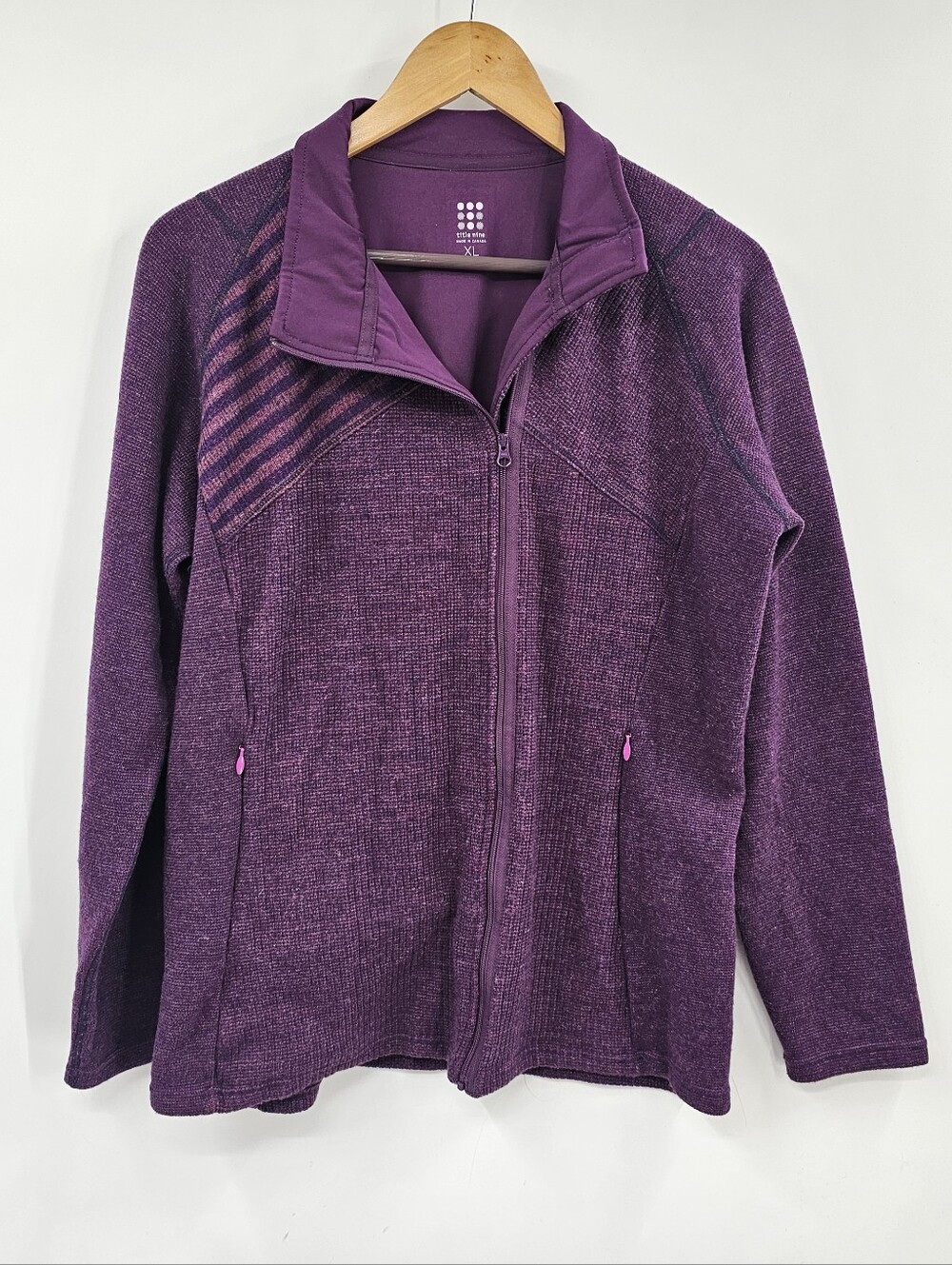 Title Nine Purple Wool Blend Zip-Up Sweater Jacket Size XL